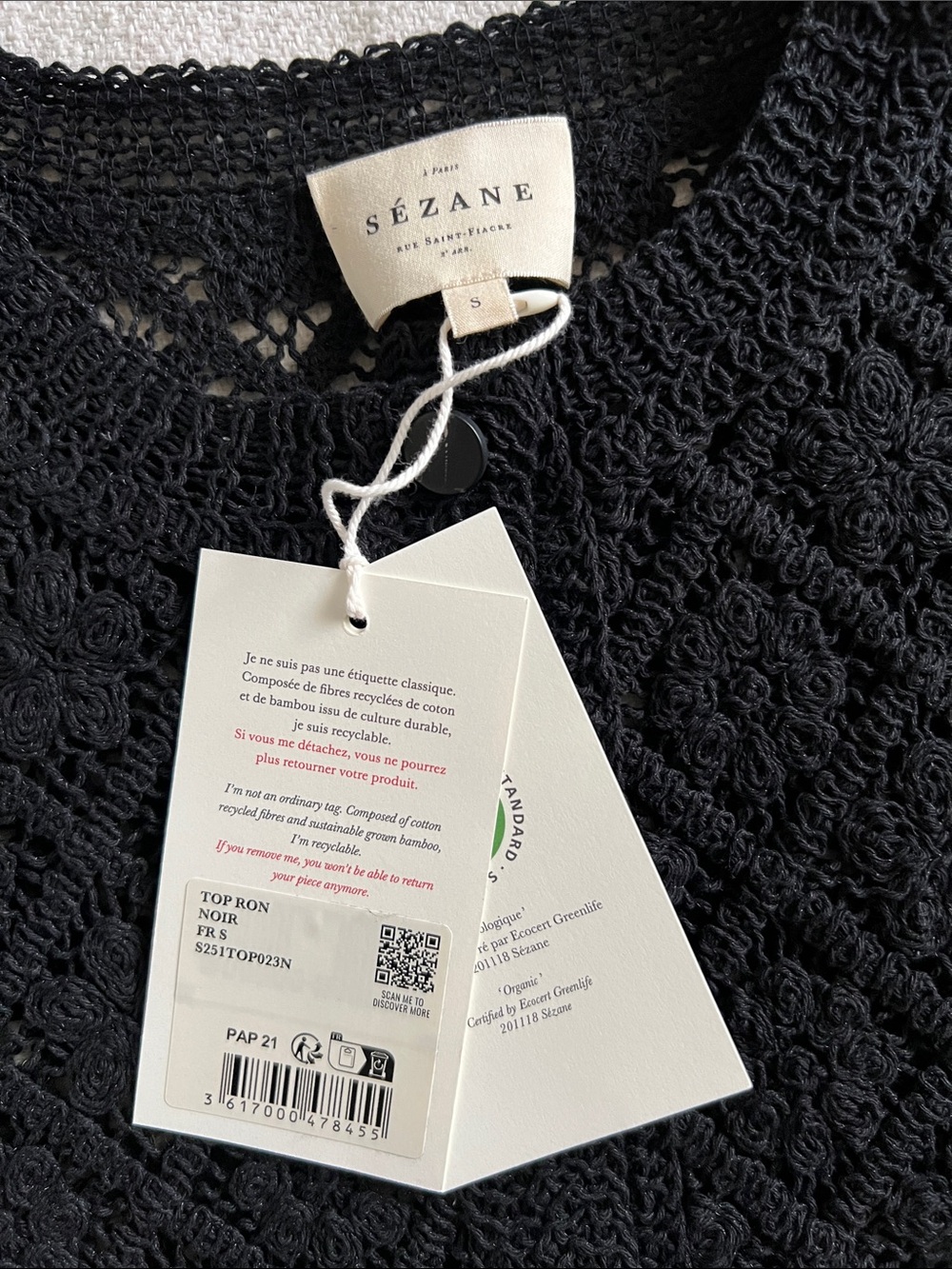 Sezane Ron Top Black - Size S - Picture 4 of 6